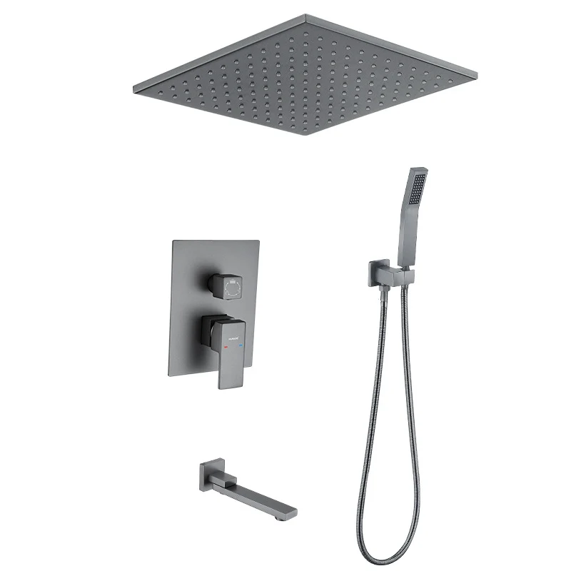 Sistema de ducha moderno, control de temperatura de latón, cabezal de ducha montado en el techo, combinado Clearhalo