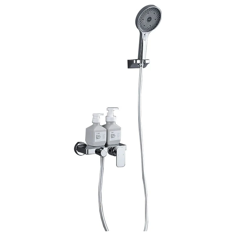 Sistema de ducha moderno Juego de ducha con patrón de rociado ajustable de color sólido Plata Clearhalo