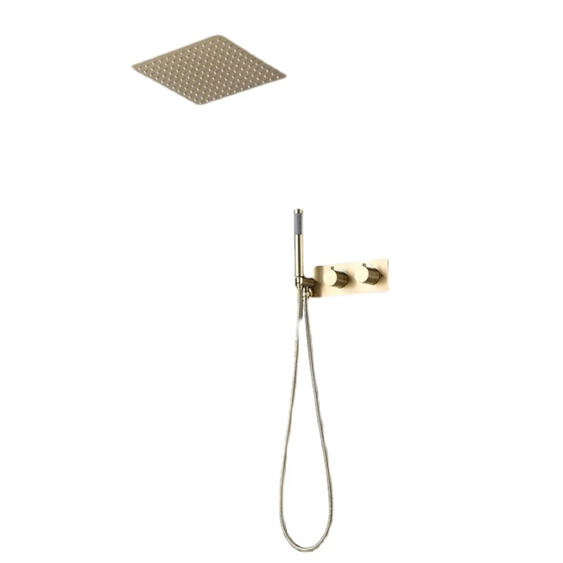 Sistema de ducha montado en el techo combinado de ducha moderno de color sólido Gris Clearhalo