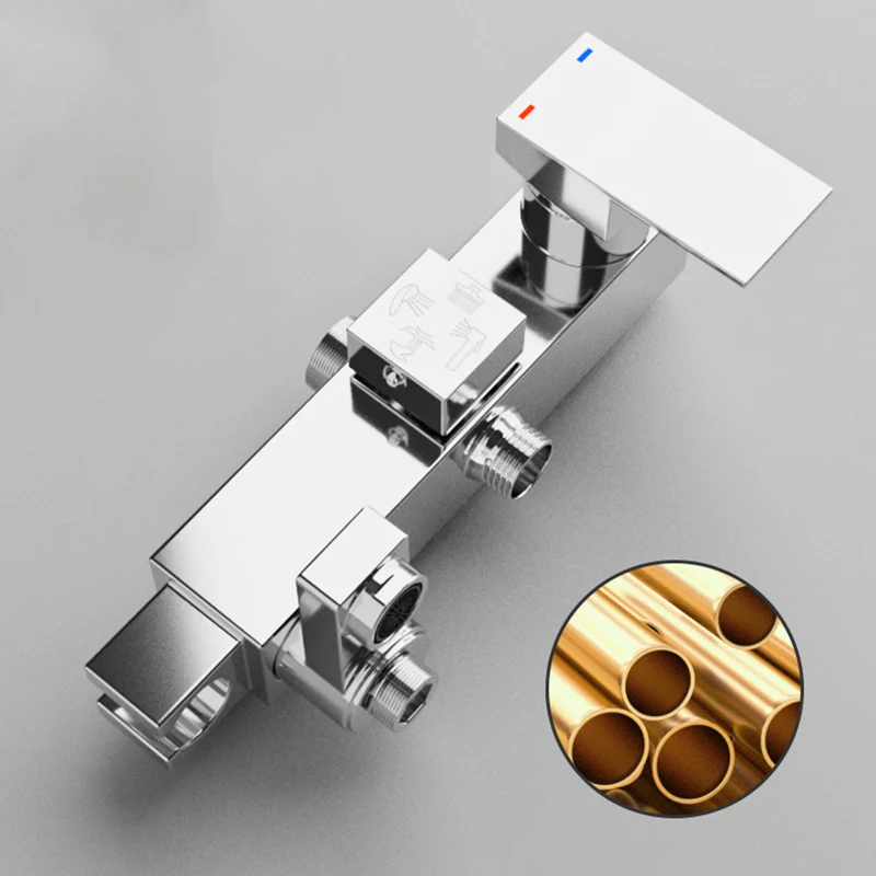 Sistema de ducha rectangular montado en la pared, sistema de ducha de estilo moderno de cobre resistente al punto Plata Cl...