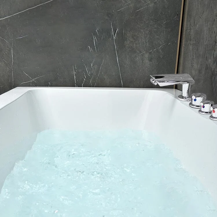 Soporte de baño rectangular moderno, bañera blanca de remojo sola de acrílico Clearhalo