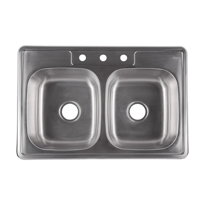 Tarja Doble para Empotrar 80x50 cm Acero Satinado DICA