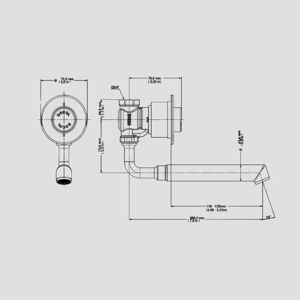 Grifo Antivandalismo muro para Lavabo DOCOL
