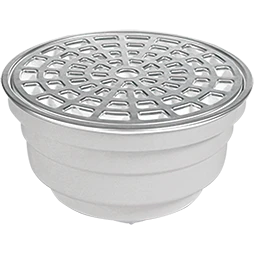 Coladera Universal Redonda Para Patio Con Cubierta De Acero Inoxidable Y Check Antiolores Jumbo Fleximatic 2636