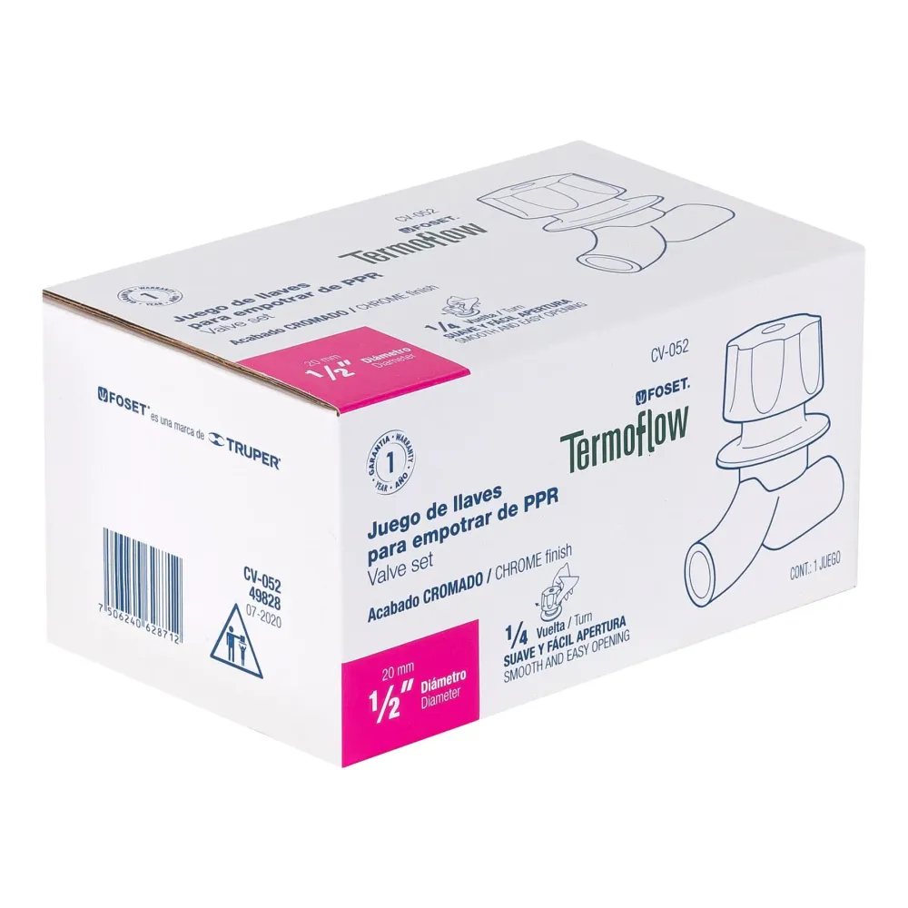 Caja con 2 llaves de PPR y manerales metálicos para empotrar Foset