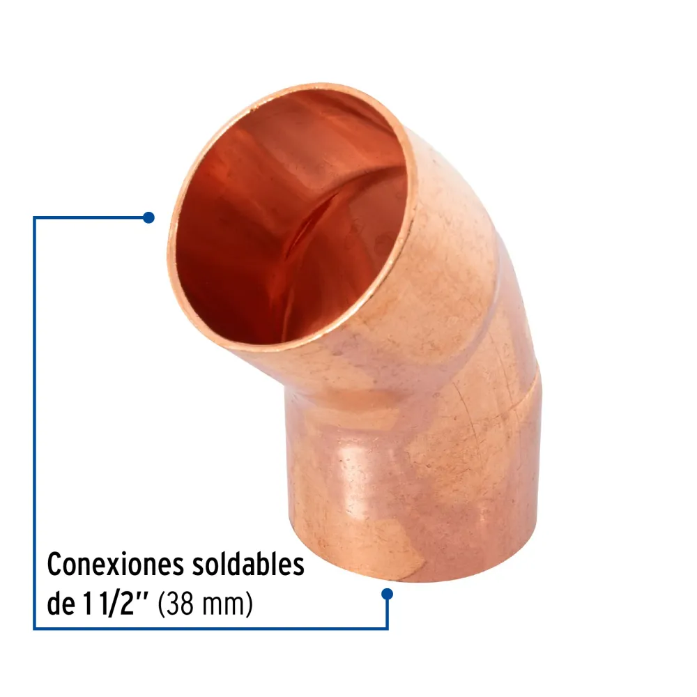 Codo 45∞ de cobre de 1-1/2", Foset