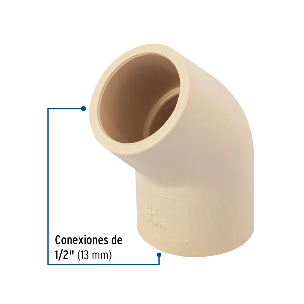 Codo 45 de cpvc de 1/2", foset CPVC-861