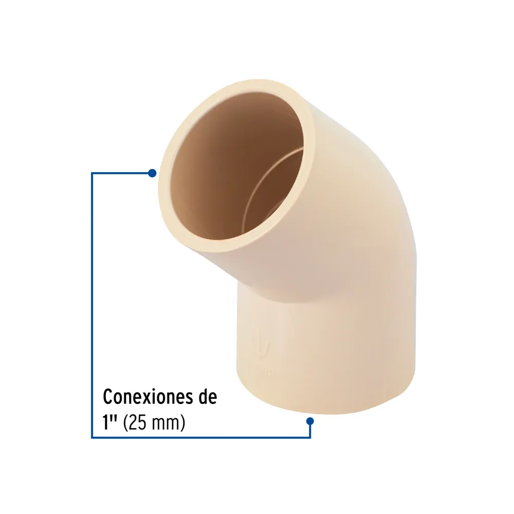 Codo 45 de cpvc de 1", foset CPVC-863