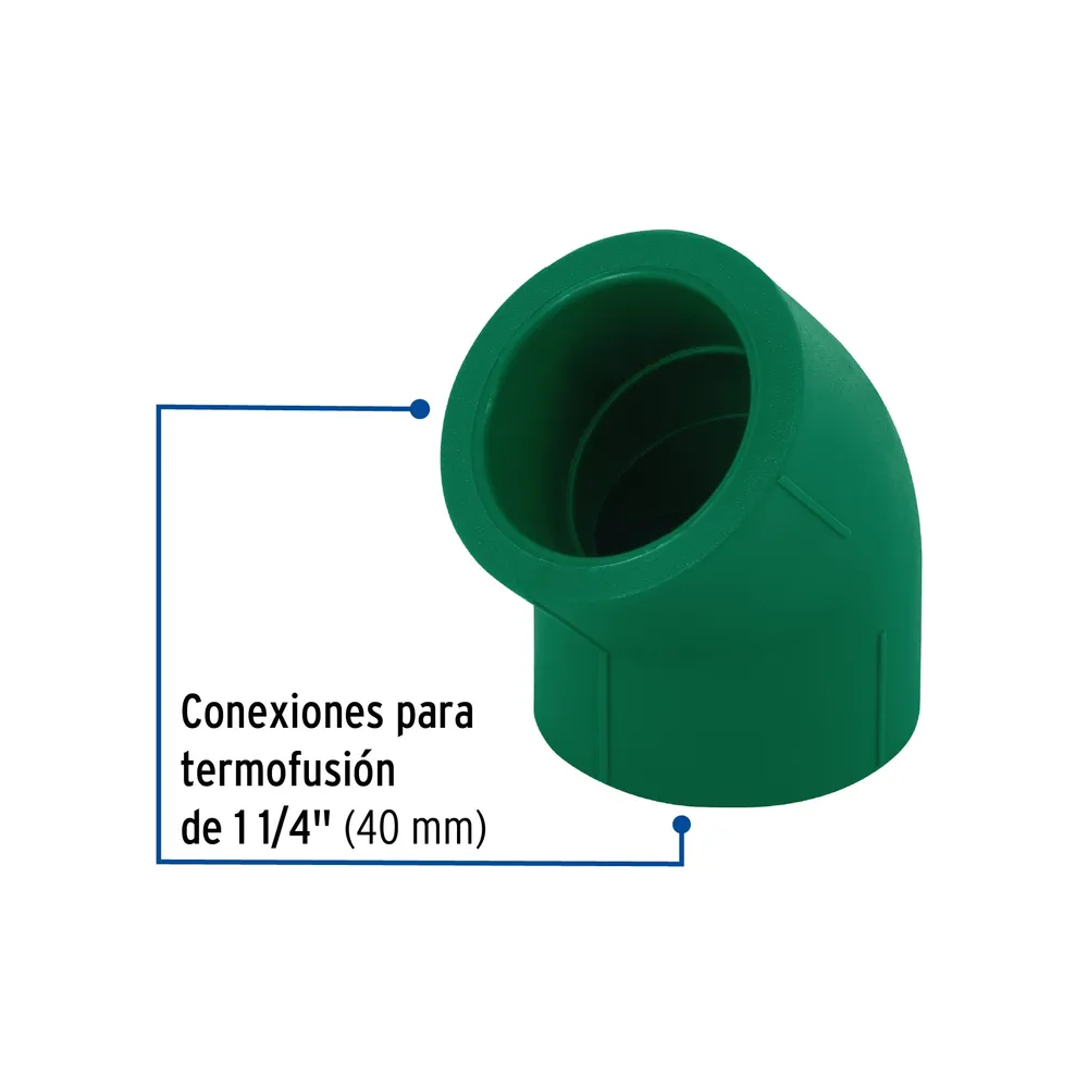 Codo 45∞ PPR, 1-1/4", Foset