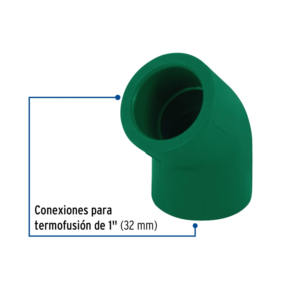 Codo 45∞ PPR, 1", Foset