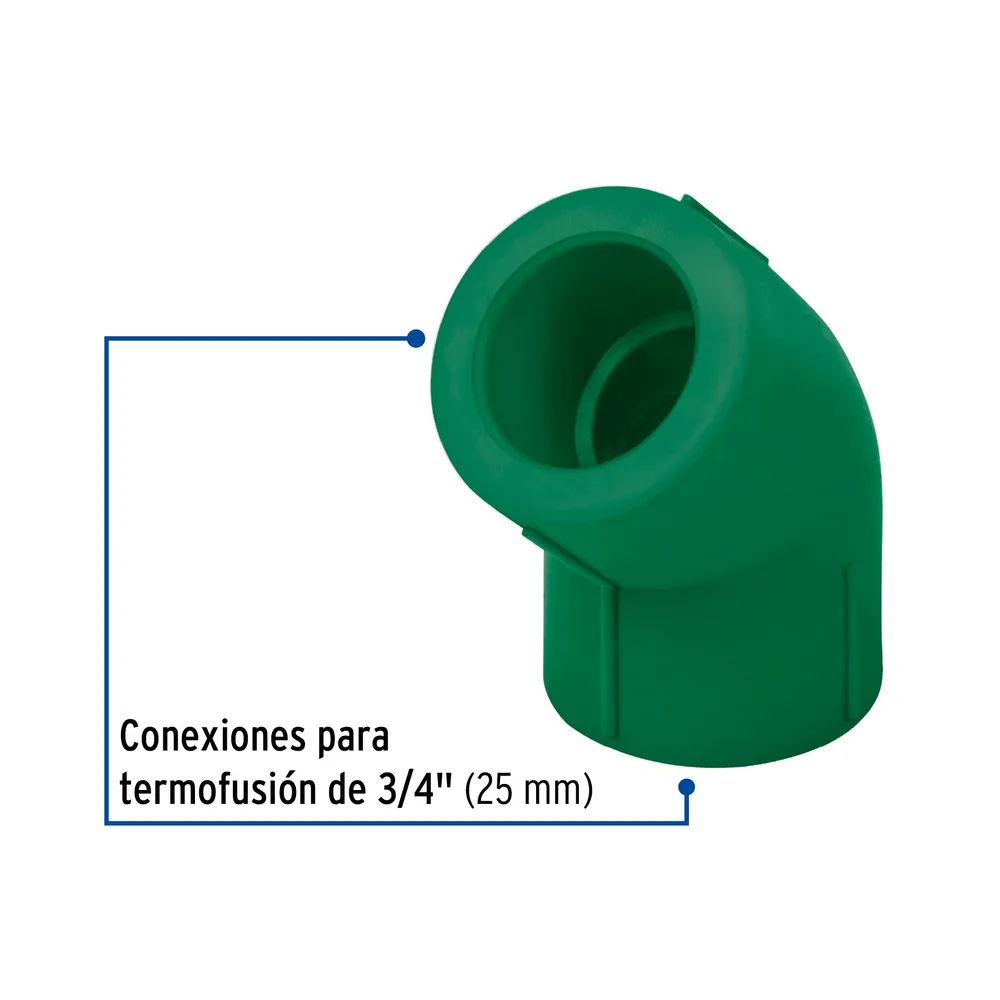 Codo 45∞ PPR, 3/4", Foset