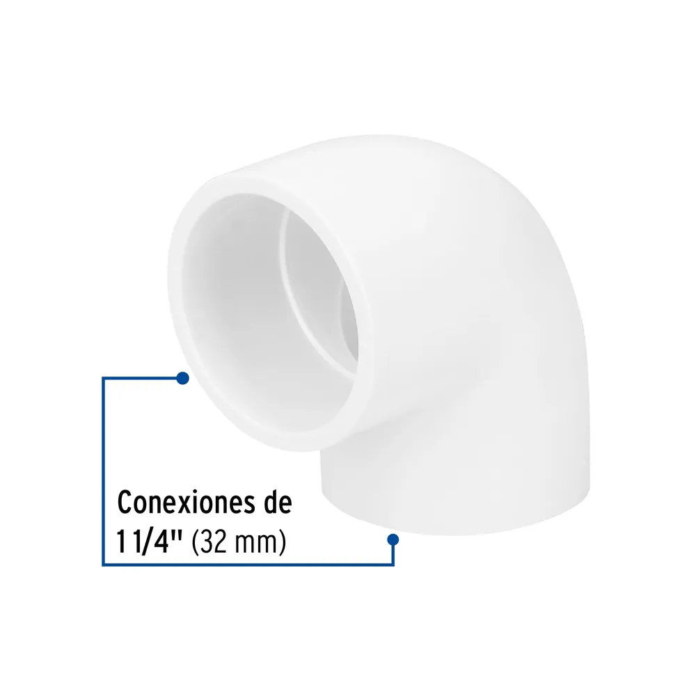 Codo 90∞ de PVC de 1-1/4", Foset