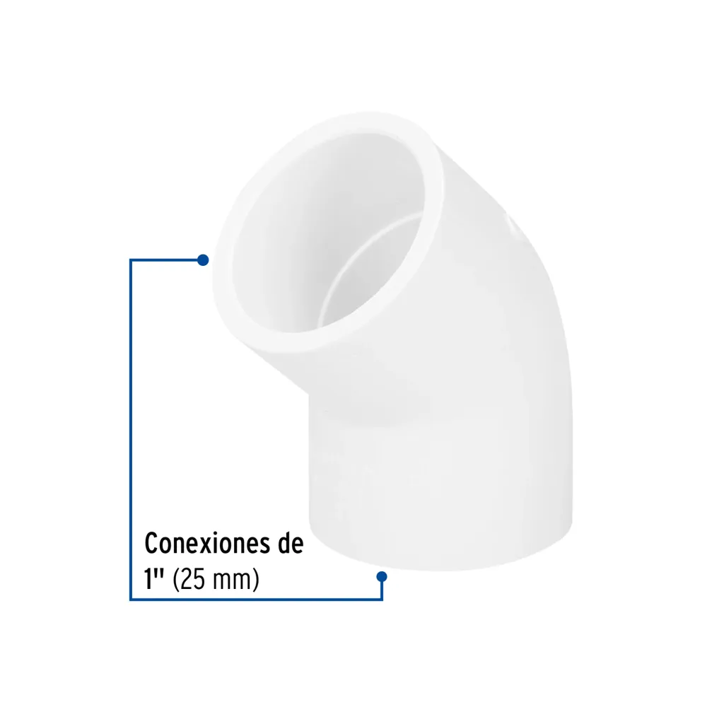 Codo 45 de pvc de 1", foset PVC-863