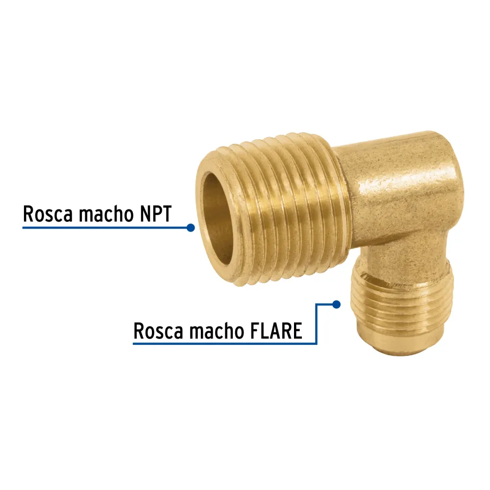 Codo terminal 90∞ de latón 3/8 x 1/2", Foset