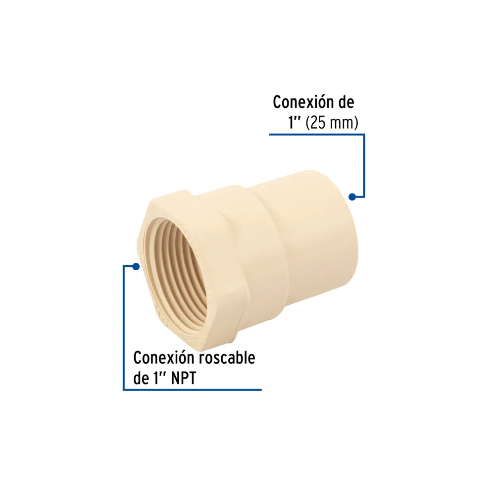 Conector hembra de cpvc 1", foset CPVC-603