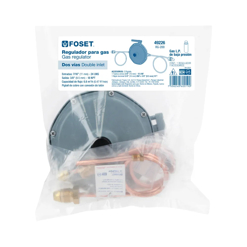 Foset RG-200 Regulador de gas de 2 vías