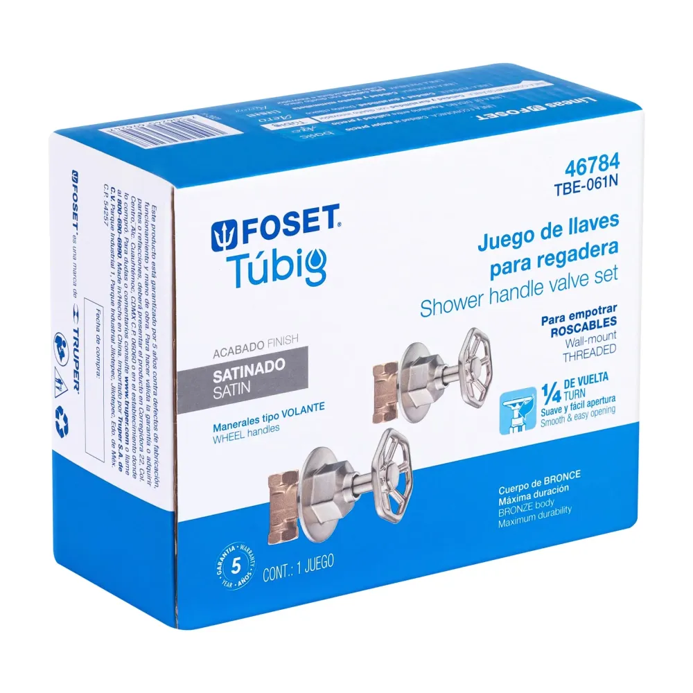 Juego llaves empotrar roscables, volante satín, Túbig Foset