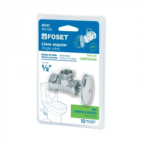 Llave angular 1/2' x 1/2' en blíster, Foset 49103 ANG-02BL