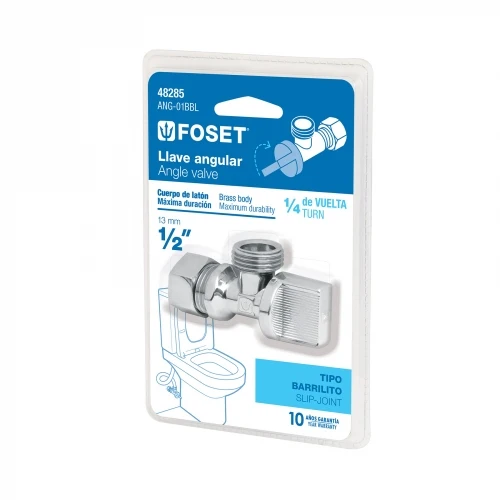 Llave angular 1/2' x 1/2', 1/4 de vuelta, barrilito, blíster 48285 ANG-01BBL Foset