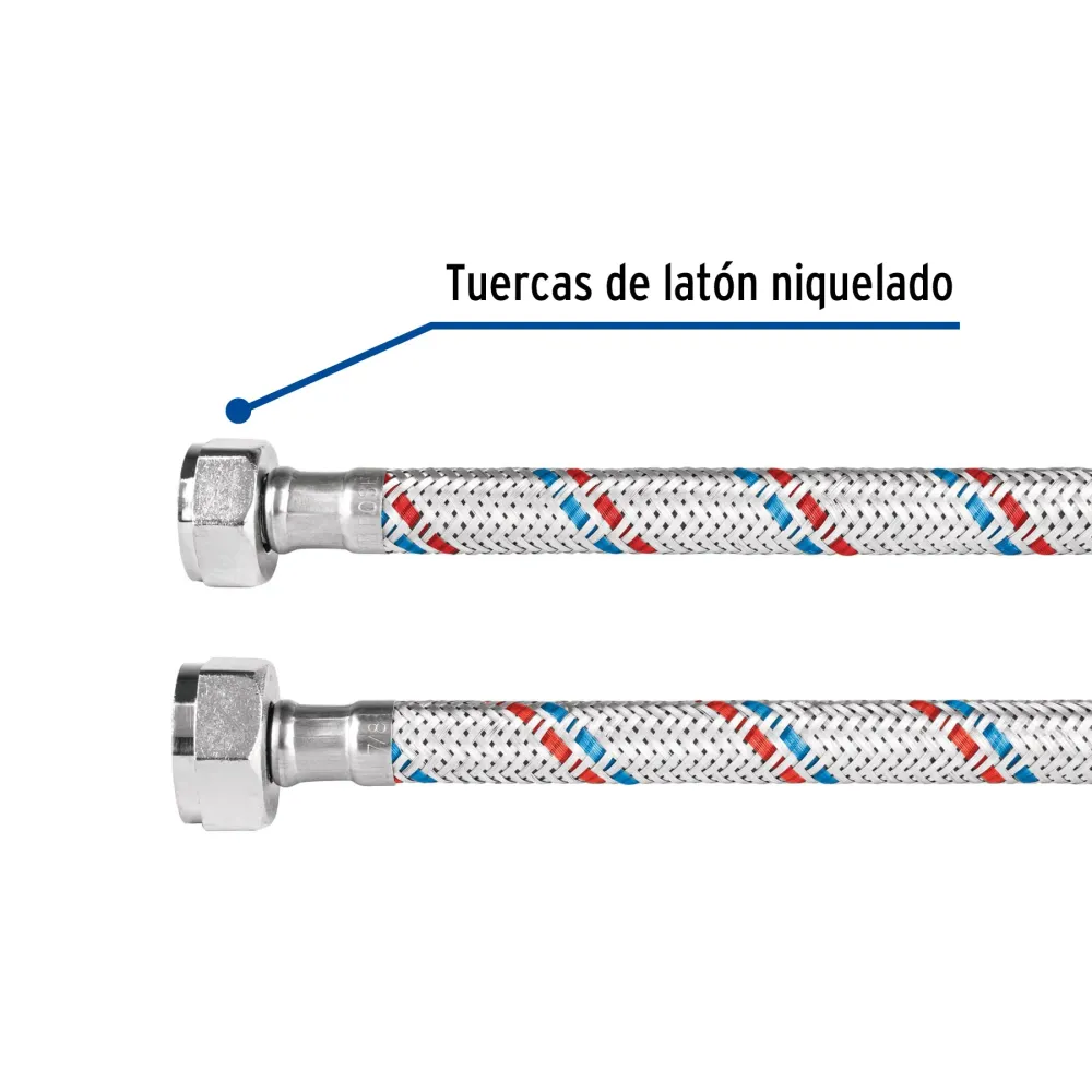 Manguera para WC, aluminio, 1/2" x 7/8", 50 cm, Basic Foset
