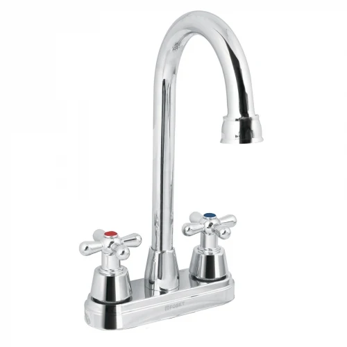 Mezcladora cromo 4' para lavabo, cuello bar, cruceta, Aqua 49690 AQM-61 Foset