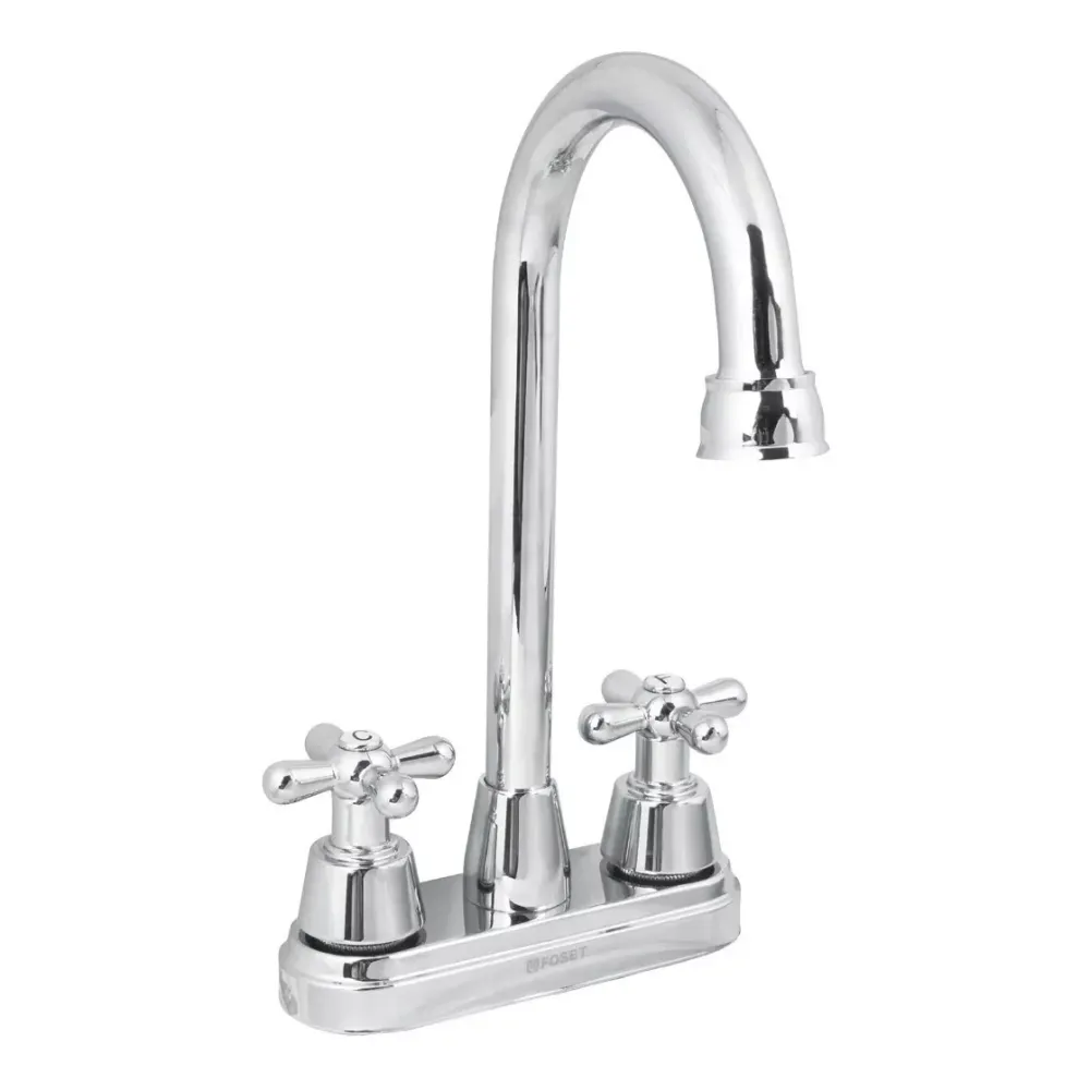 Mezcladora cromo 4" para lavabo, cuello bar, cruceta, aqua FOSET AQM-61