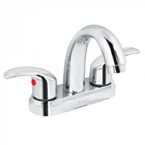 Mezcladora cromo 4' para lavabo, nariz curva, palanca, Aqua 49693 AQM-52 Foset