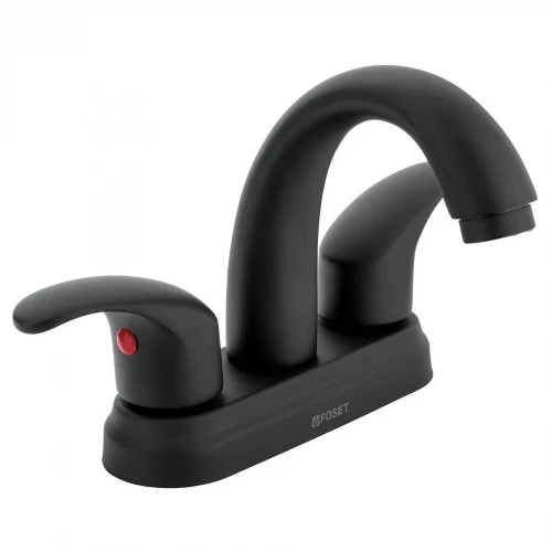 Mezcladora negro mate 4' p/lavabo, nariz curva, palanca,Aqua 45357 AQM-52M Foset