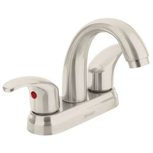 Mezcladora satín 4' para lavabo, nariz curva, palanca, Aqua 45356 AQM-52N Foset