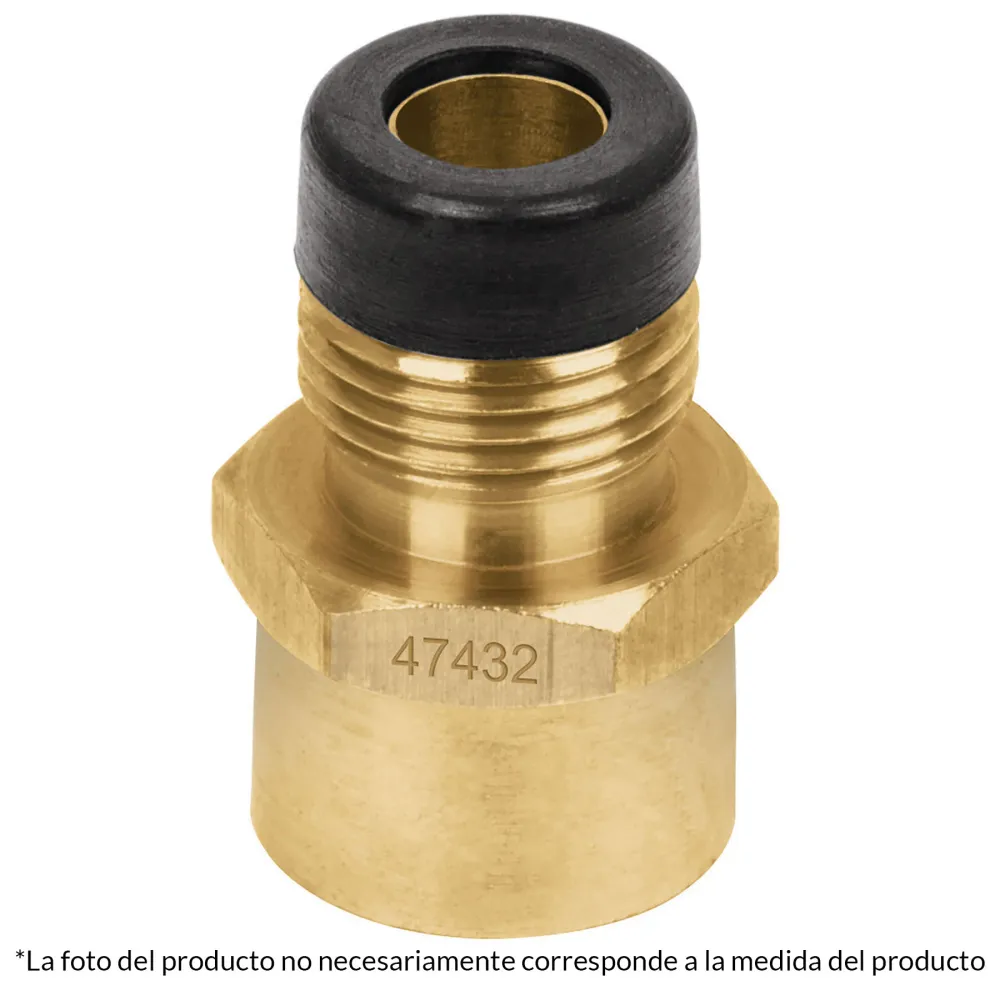 Niple campana de latón de 1/2" X 3/8", Foset