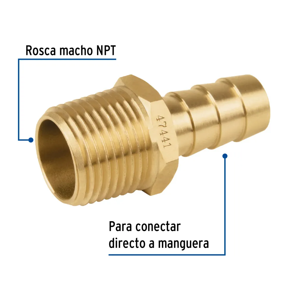 Niple terminal con espiga de 3/8" X 3/8", Foset