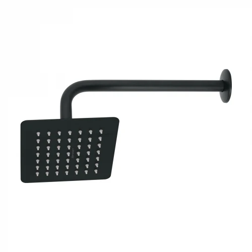 Regadera cuadrada 6', acero inox, con brazo, negro, Túbig 47748 R-414M Foset