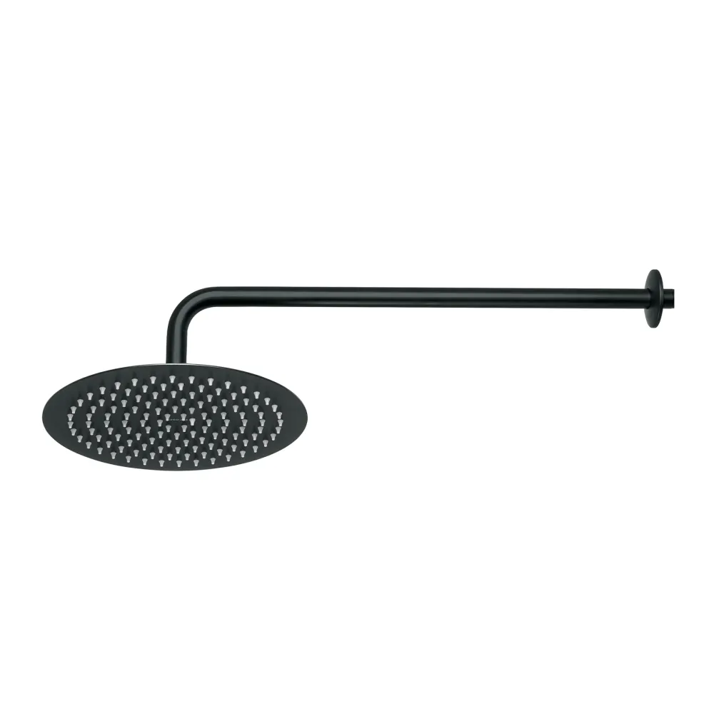 Regadera plato redondo 10" con brazo, negro, Foset RIVIERA