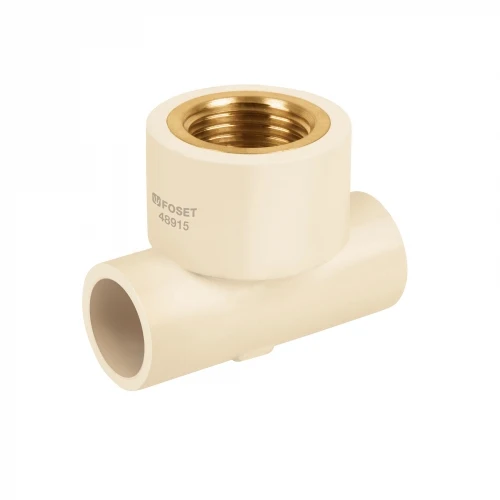 Tee reducida hembra de CPVC 3/4' x 3/4' x 1/2' inserto latón 48915 CPVC-702 Foset