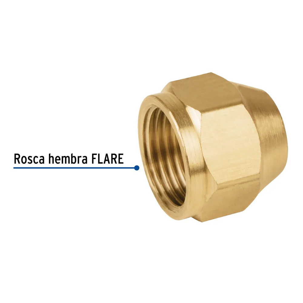 Tuerca cónica reducida de latón 1/2" x 3/8", Foset