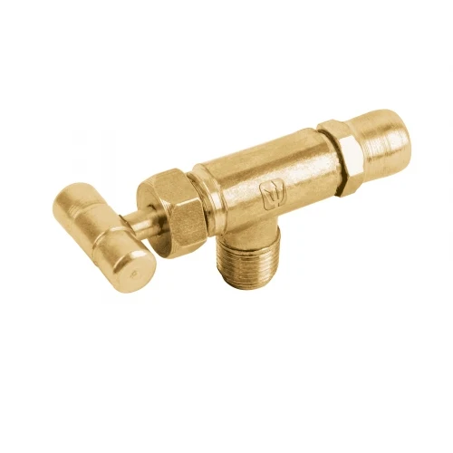 Válvula horizontal de latón 1/8' para gas LP, con maneral 49976 VGH-555 Foset