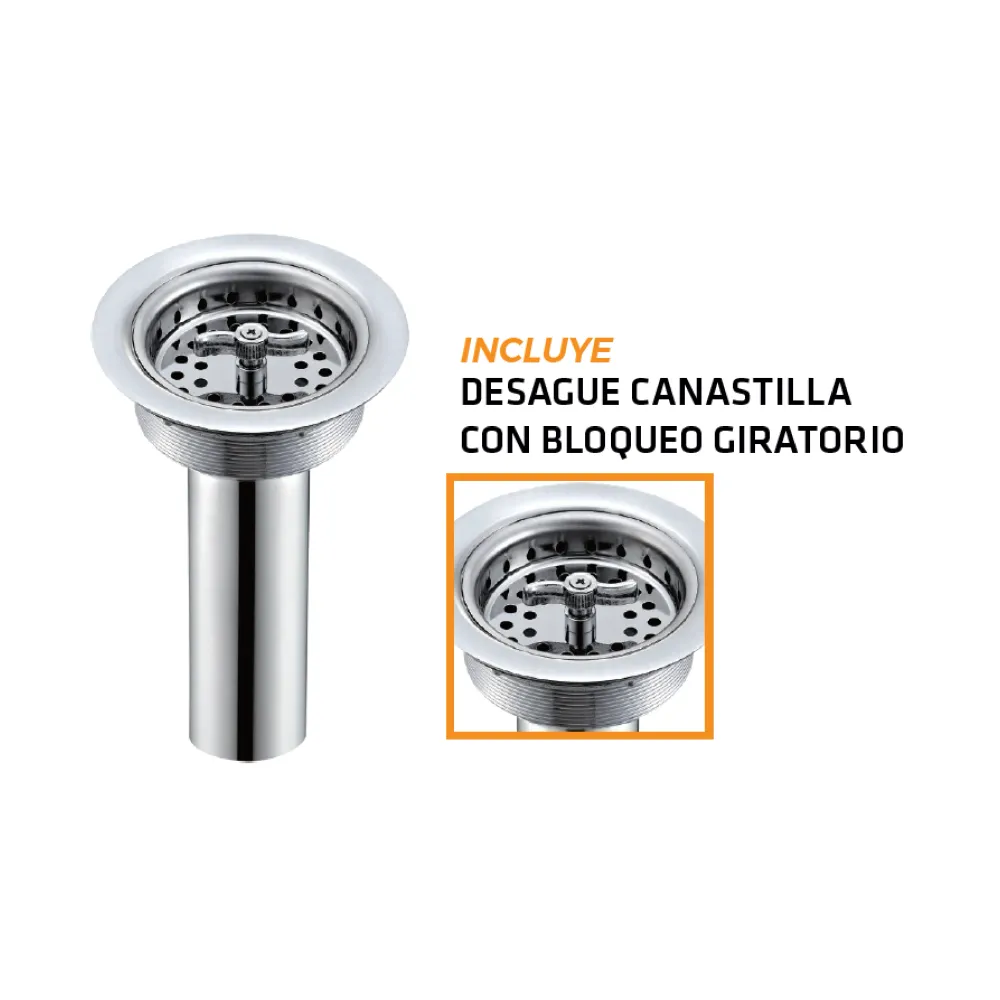 Desagüe Canastilla de Bloqueo Giratorio de Acero Inox Cromado 4" Fratelli Signature Fratelli Perú