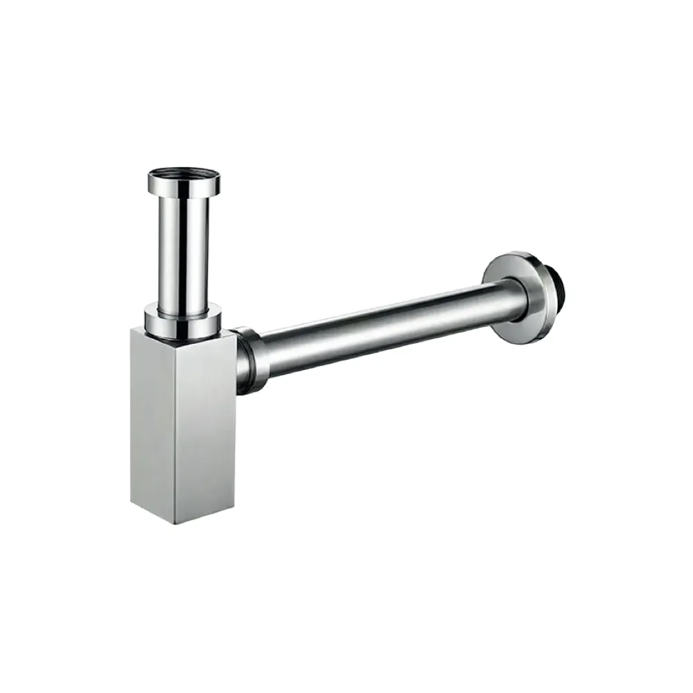 Trampa Botella Minimalista Base Cuadrada Bronce Cromado 1 1/4" Fratelli Fratelli Perú
