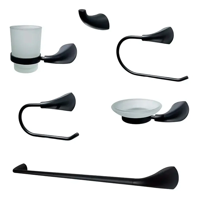 Accesorios Para Baño Negro Mate Izmir X 6 Piezas Grifos Center