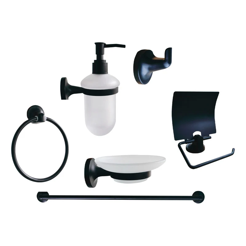 Accesorios Para Baño Negro Mate Pal X 6 Piezas Grifos Center