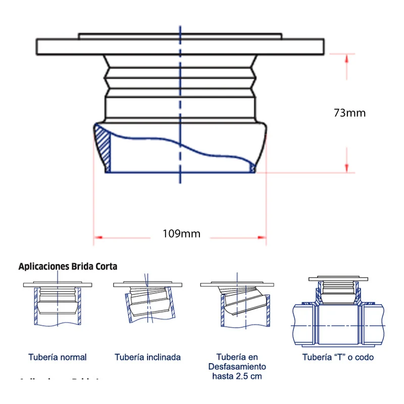 Brida Flexible Corta Para Tuberí De 4 (100mm) Grifos Center
