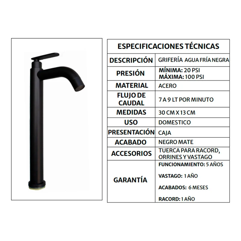 Combo Lavamanos Rectangular+ Grif.fria Negra + Push+sifon G3 Grifos Center