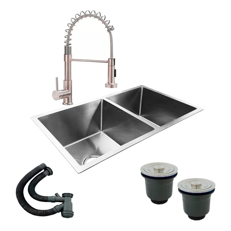 Combo Lavaplatos Doble 77*45cm+griferia Extraible+acces. Grifos Center