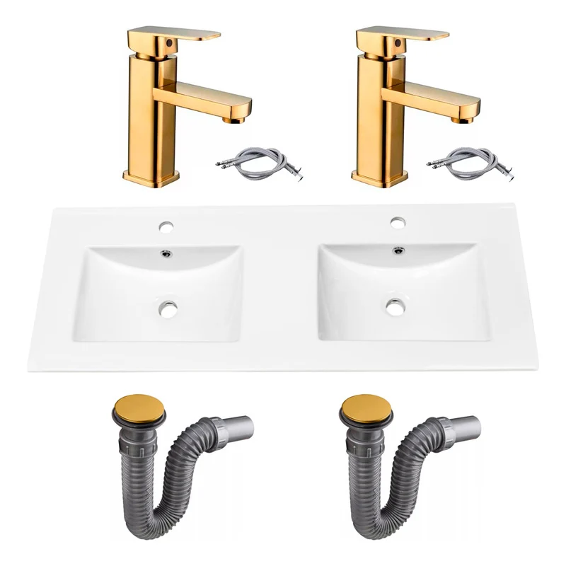 Combo Placa Doble Lavam.121*46,5cm+grifo Monoc.+push Oro2 Grifos Center