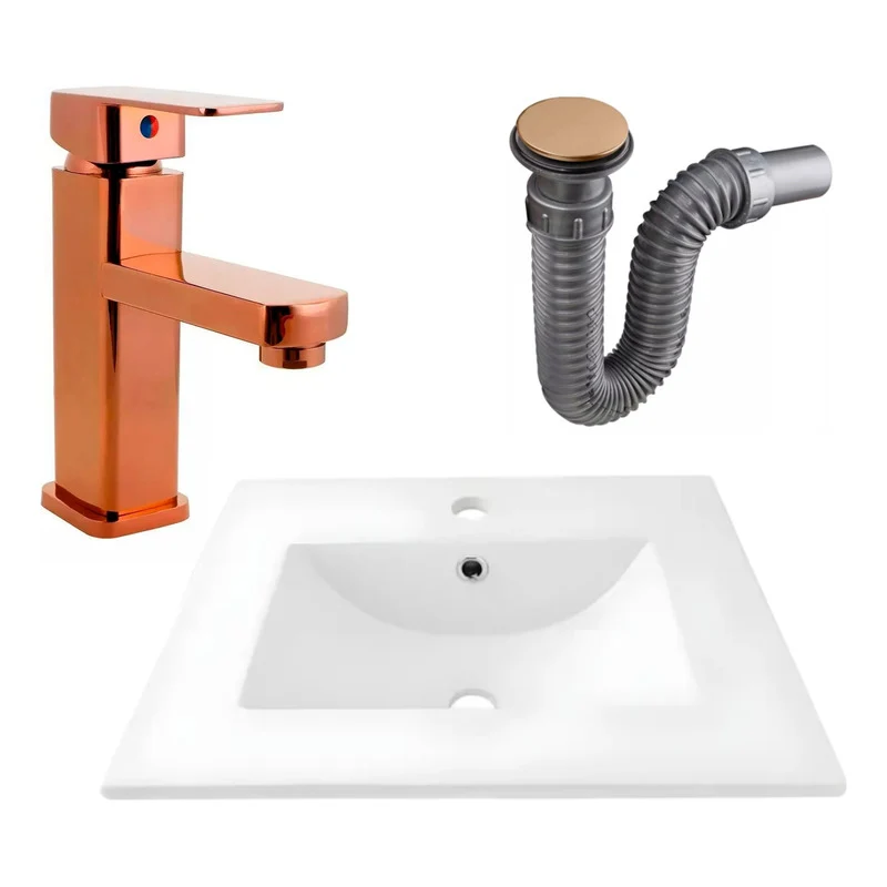 Combo Placa Lavamanos 51*46,5+grifo Monocontrol+push Rose1 Grifos Center