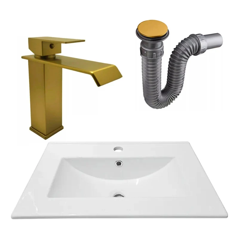Combo Placa Lavamanos 61*46,5cm+grifo Monocontrol+push Oro7 Grifos Center
