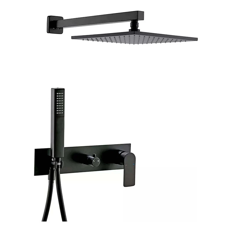 Conjunto De Ducha Manhattan Negro Mate Grifos Center