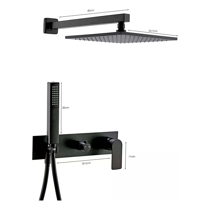 Conjunto De Ducha Manhattan Negro Mate Grifos Center