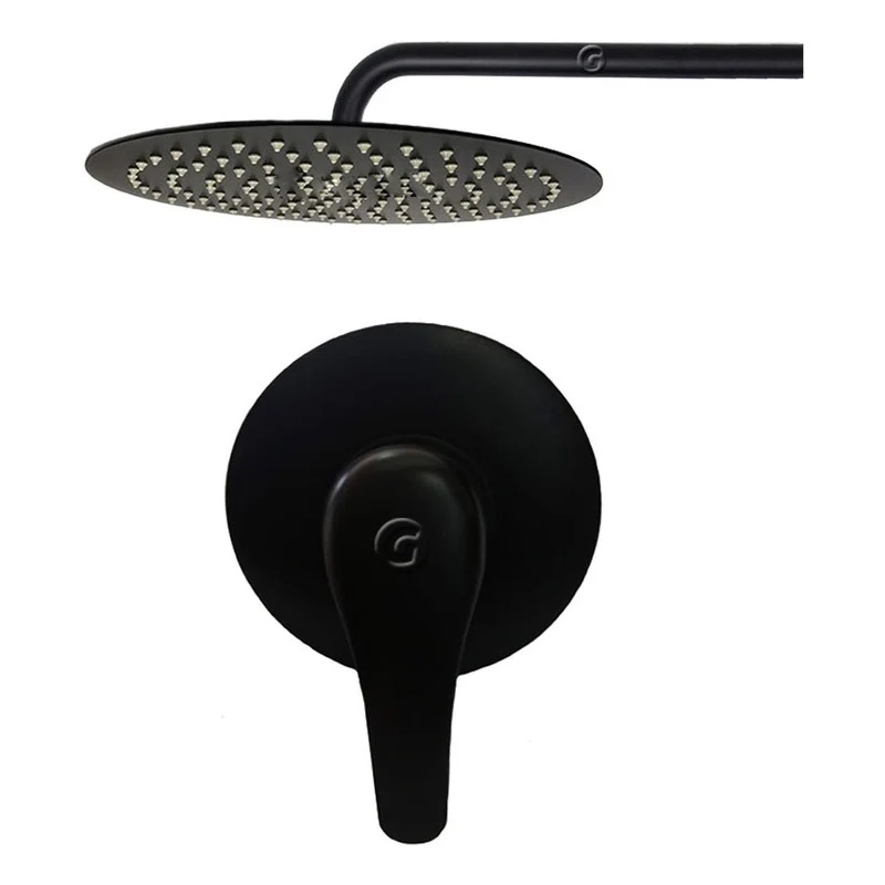 Ducha Negra Mono Control Con Ducha 20cm Grifos Center