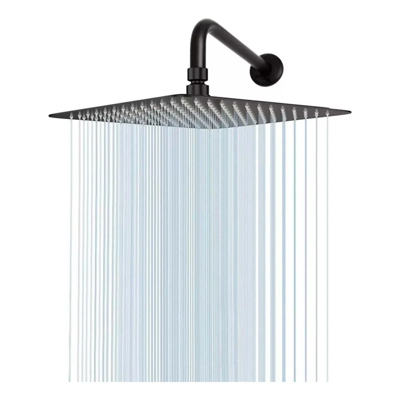 Ducha Regadera Negro Mate Cuadrada 25cm Grifos Center